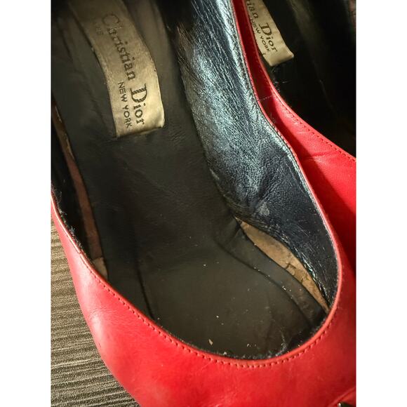 Vintage Christian Dior Tuxedo Ruby Red & Black Pumps Sz. 7.5 - Picture 7 of 11